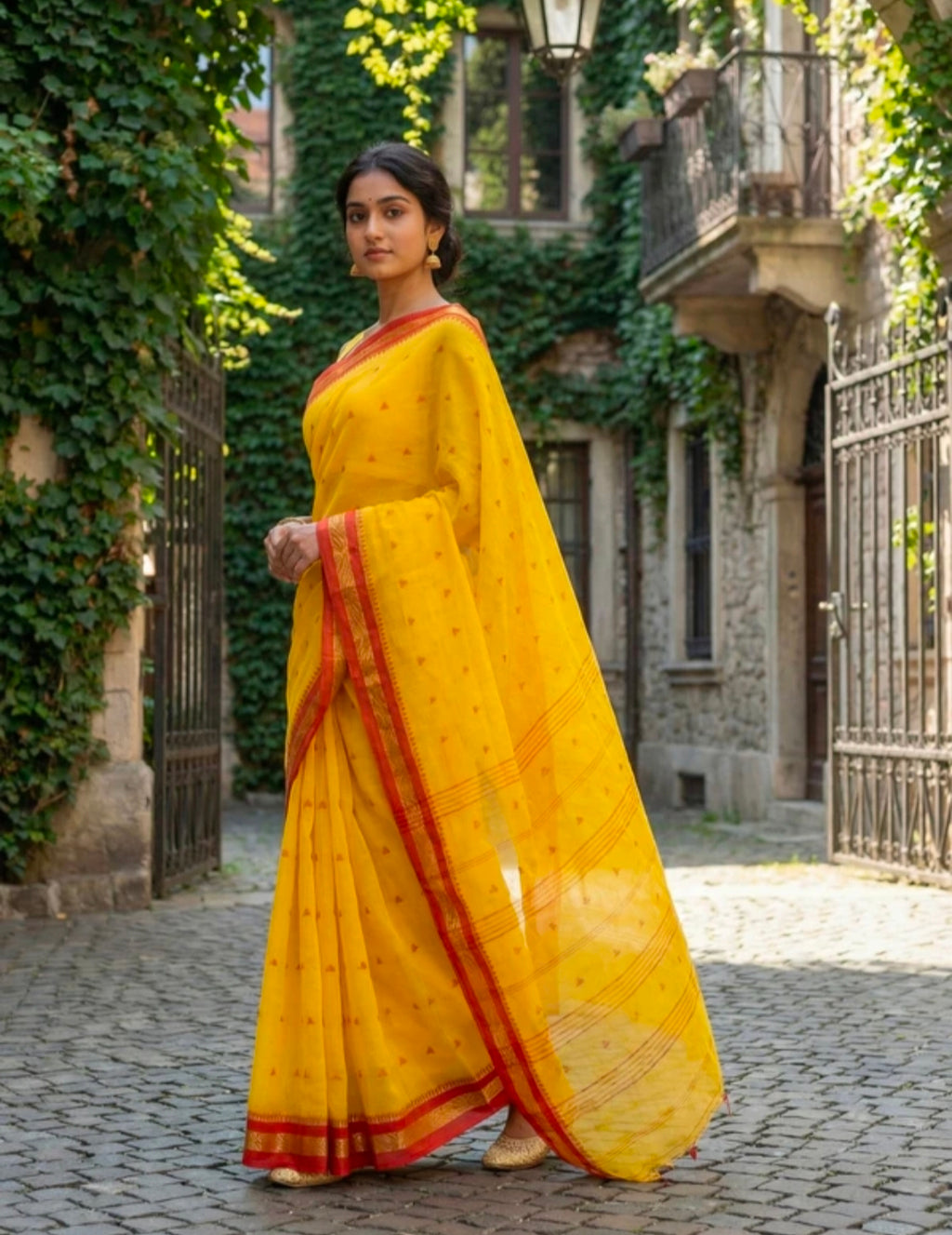 WoodenTant
Woven Tant Pure Cotton Saree (Yellow)