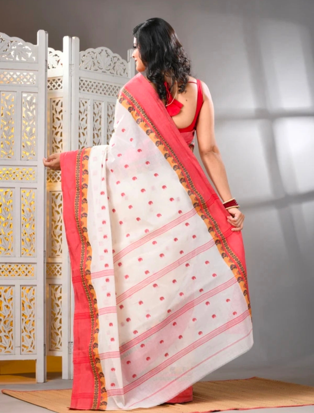 WoodenTant
Woven Tant Pure Cotton Saree (White)